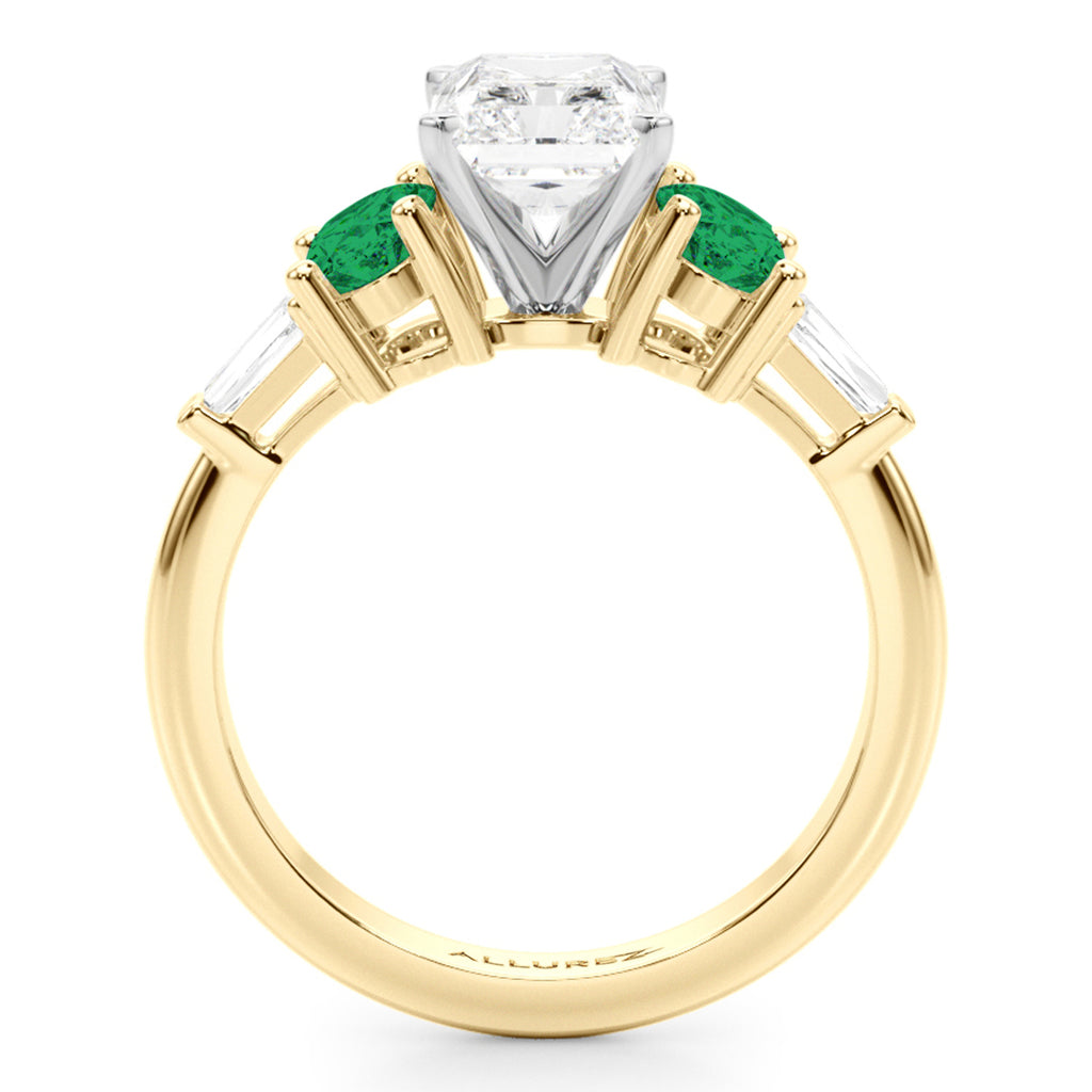 Radiant Lab Diamond & Oval Emerald Engagement Ring 14K Yellow Gold (3.98ct)