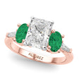 Radiant Lab Diamond & Oval Emerald Engagement Ring 18K Rose Gold (3.98ct)