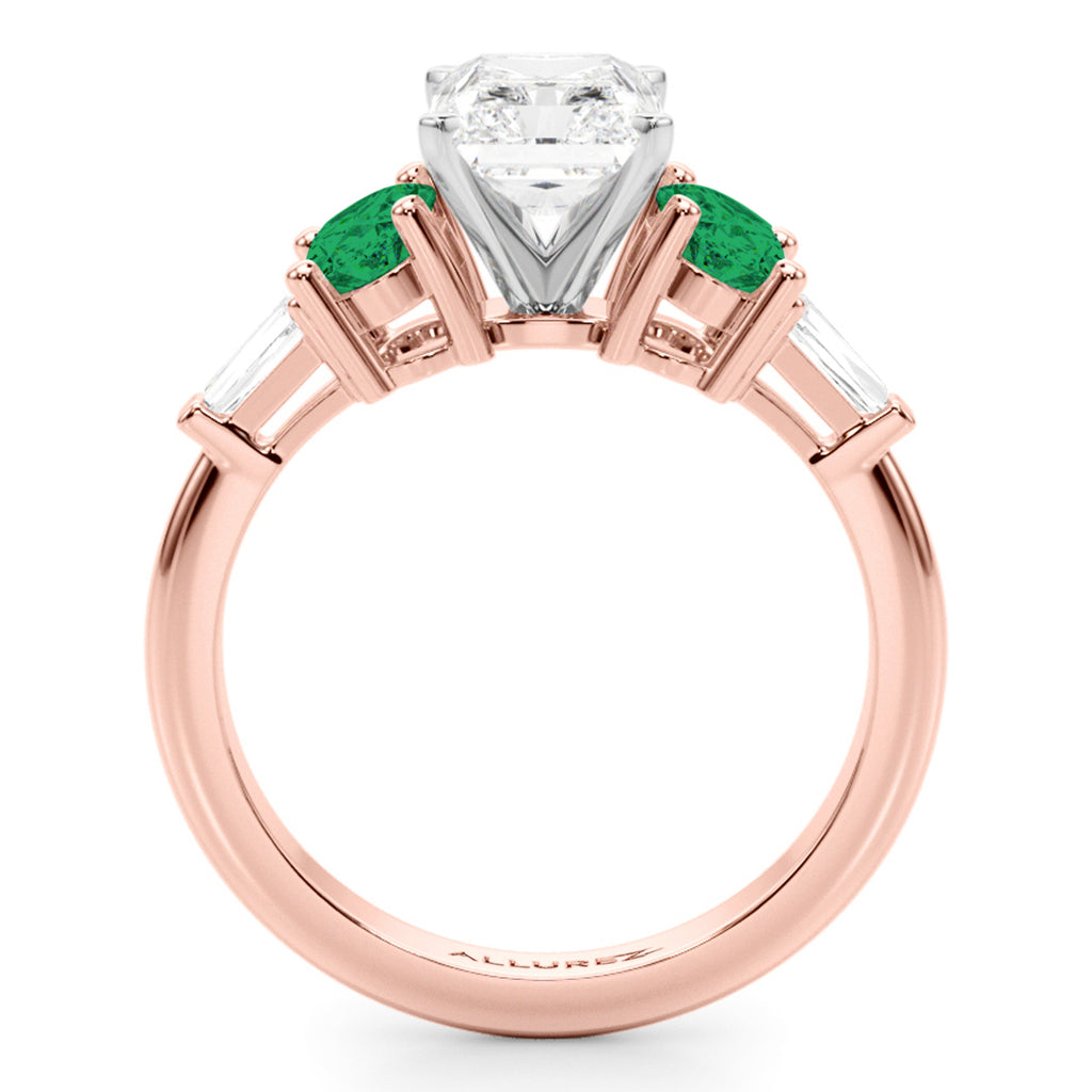Radiant Lab Diamond & Oval Emerald Engagement Ring 18K Rose Gold (3.98ct)