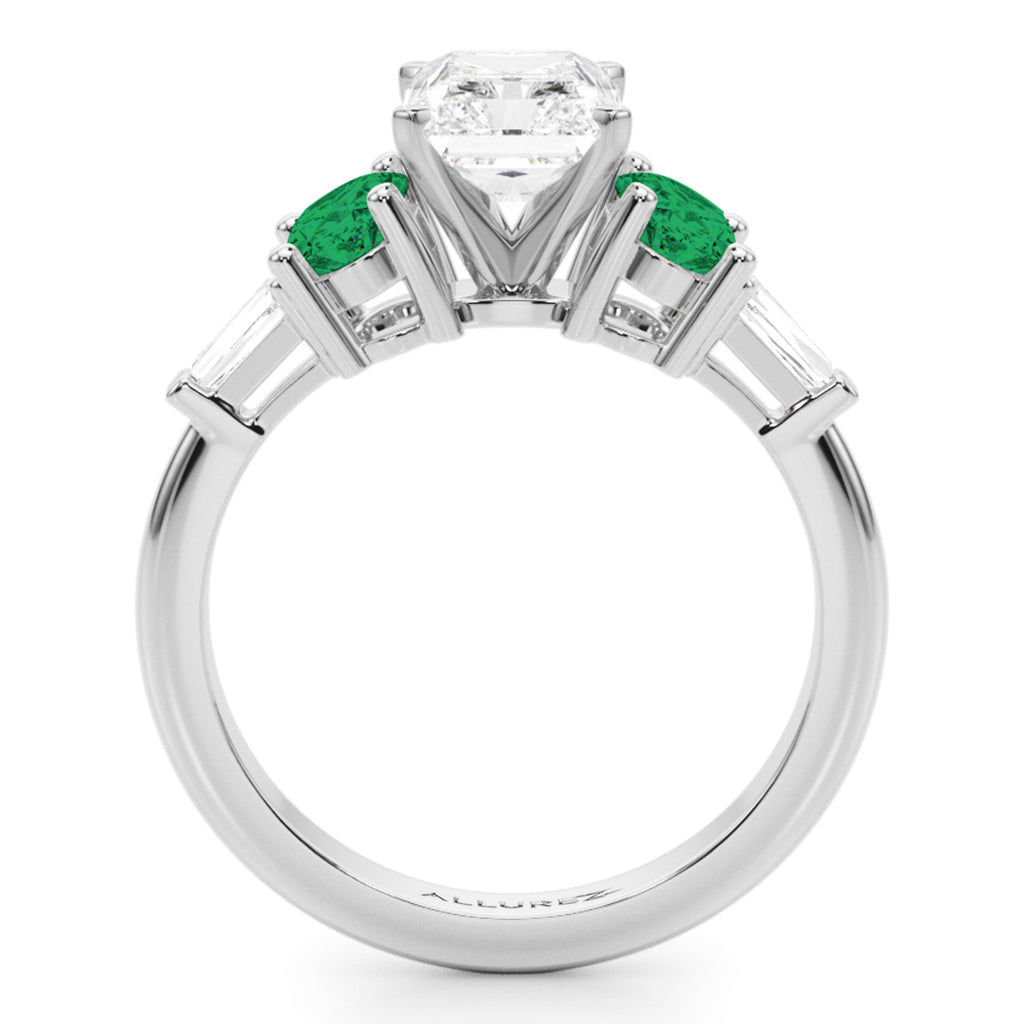 Radiant Lab Diamond & Oval Emerald Engagement Ring in Platinum (3.98ct)