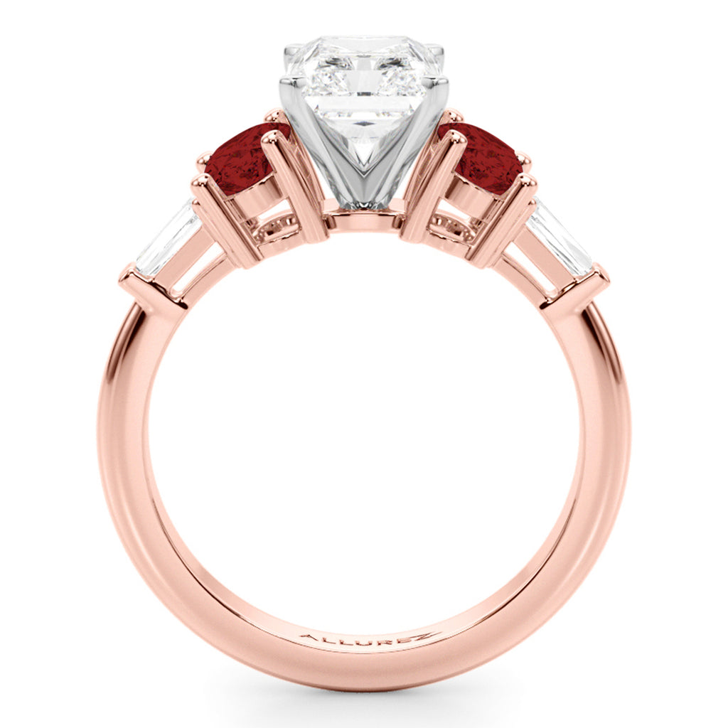 Radiant Lab Diamond & Oval Garnet Engagement Ring 14K Rose Gold (4.18ct)
