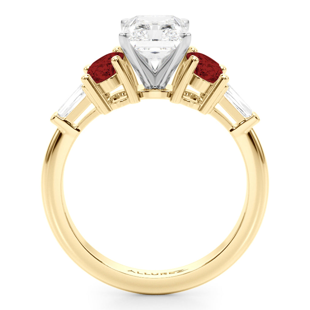 Radiant Lab Diamond & Oval Garnet Engagement Ring 18K Yellow Gold (4.18ct)