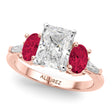 Radiant Lab Diamond & Oval Ruby Engagement Ring 18K Rose Gold (4.24ct)