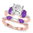 Cushion Lab Diamond & Oval Amethyst Bridal Set 18K Rose Gold (4.65ct)