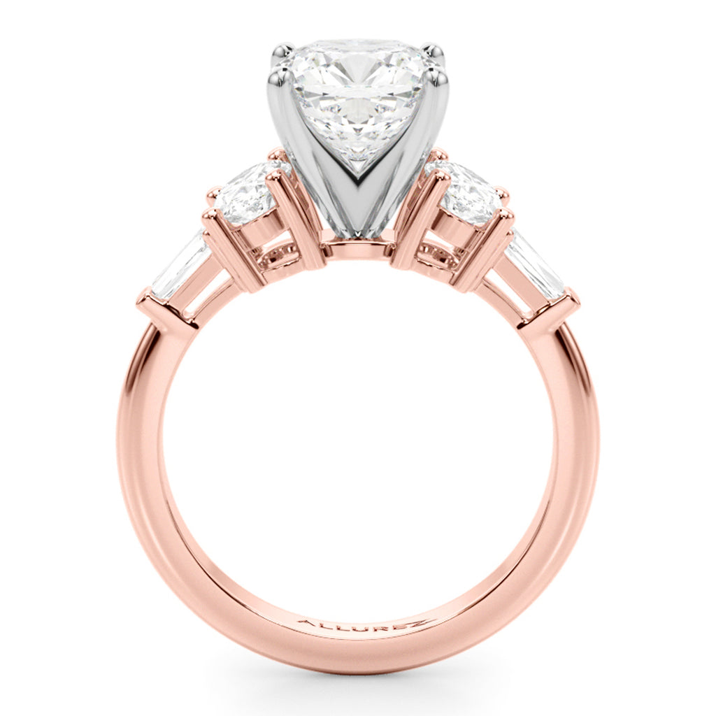 Cushion Moissanite Diamond Engagement Ring Bridal Set 14K Rose Gold (4.93ct)