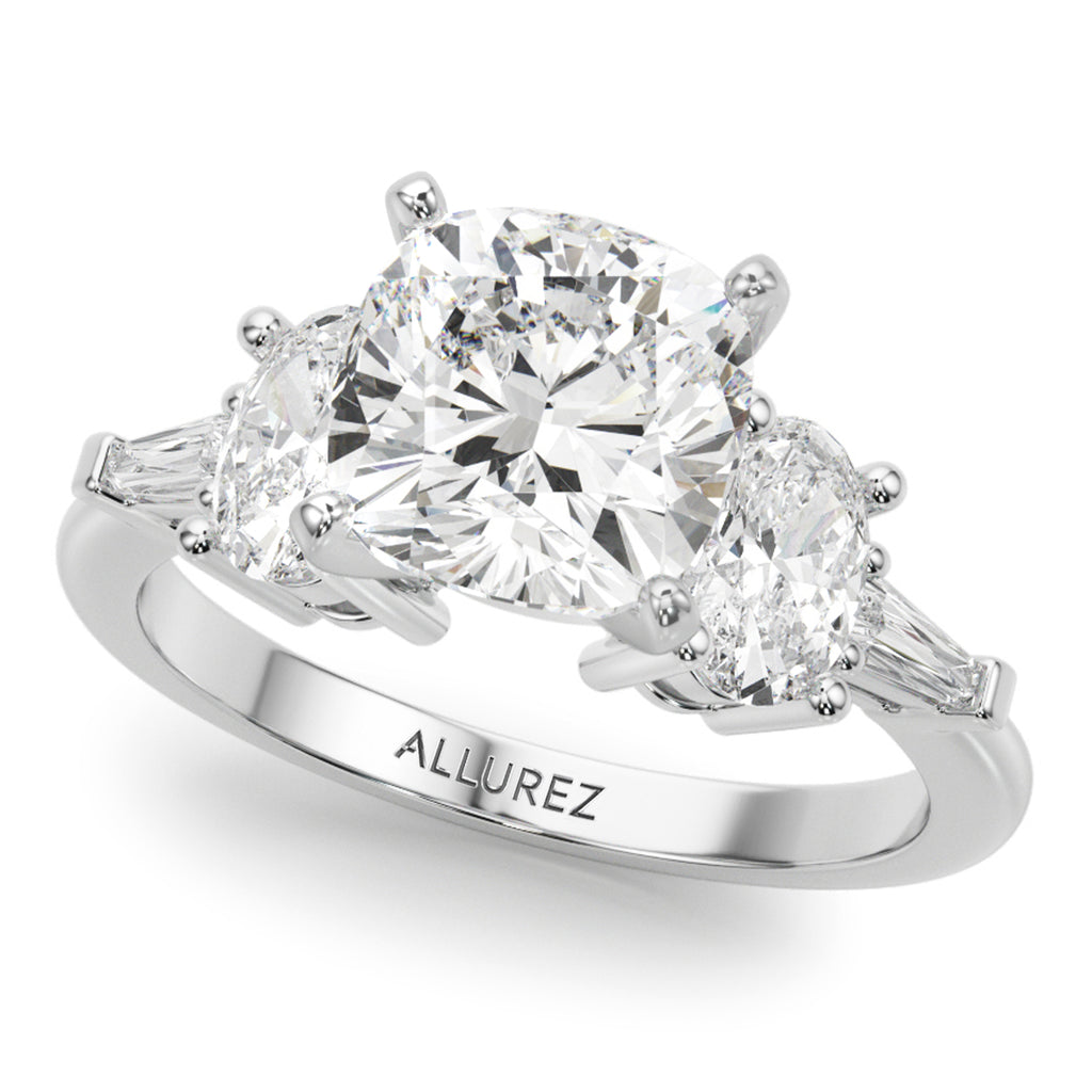 Cushion Moissanite Diamond Engagement Ring Bridal Set in Platinum (4.93ct)
