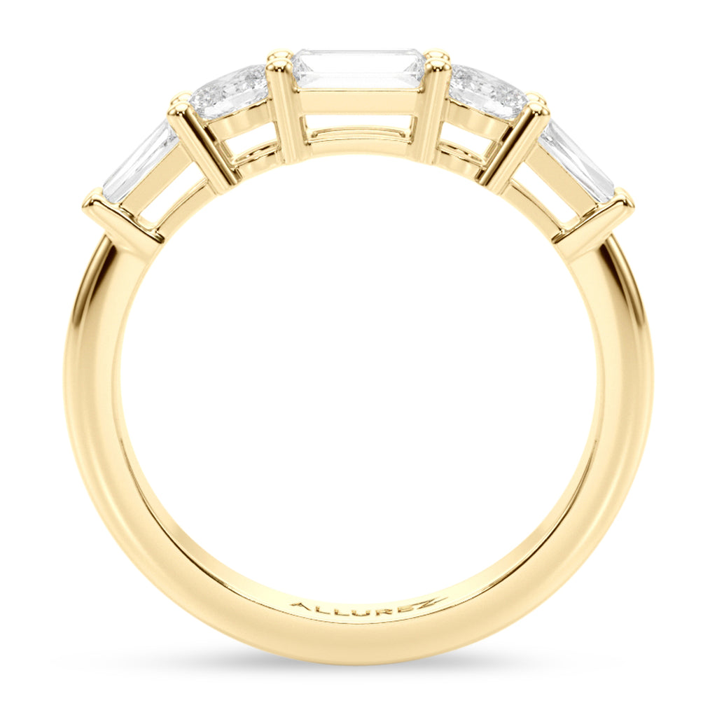 Emerald Cut Lab Diamond Engagement Ring Bridal Set 18K Yellow Gold (4.93ct)