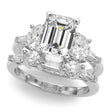 Emerald Cut Moissanite Diamond Engagement Ring Bridal Set 14K White Gold (4.93ct)