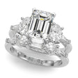 Emerald Cut Moissanite Diamond Engagement Ring Bridal Set in Palladium (4.93ct)