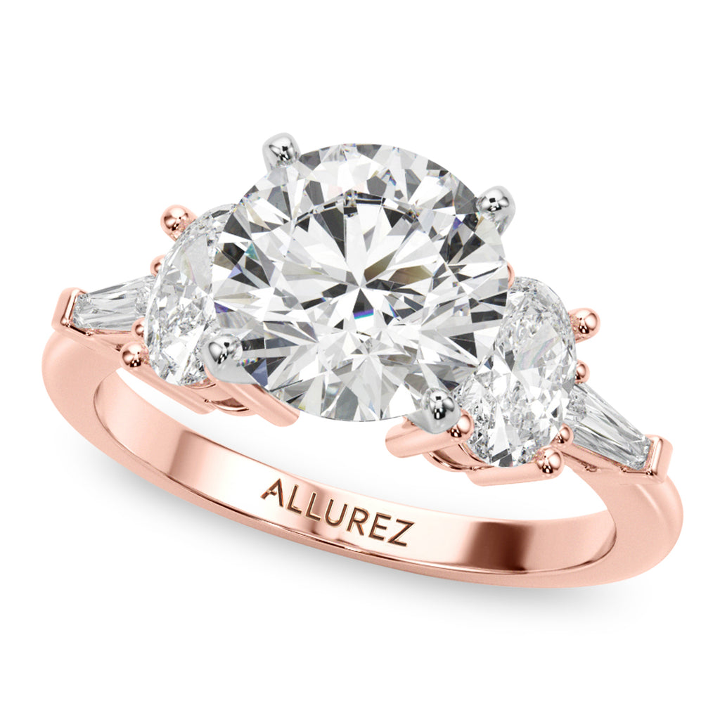 Round Lab Diamond Engagement Ring Bridal Set 14K Rose Gold (4.93ct)