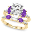 Round Lab Diamond & Oval Amethyst Bridal Set 14K Yellow Gold (4.65ct)
