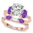 Round Lab Diamond & Oval Amethyst Bridal Set 18K Rose Gold (4.65ct)