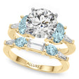 Round Lab Diamond & Oval Aquamarine Bridal Set 18K Yellow Gold (4.65ct)