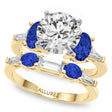 Round Lab Diamond & Oval Blue Sapphire Bridal Set 14K Yellow Gold (5.17ct)