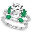 Round Lab Diamond & Oval Emerald Bridal Set 18K White Gold (4.65ct)