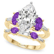 Marquise Lab Diamond & Oval Amethyst Bridal Set 18K Yellow Gold (4.65ct)
