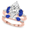 Marquise Lab Diamond & Oval Blue Sapphire Bridal Set 18K Rose Gold (5.17ct)