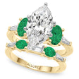 Marquise Lab Diamond & Oval Emerald Bridal Set 14K Yellow Gold (4.65ct)