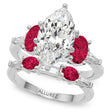 Marquise Lab Diamond & Oval Ruby Bridal Set 18K White Gold (5.09ct)