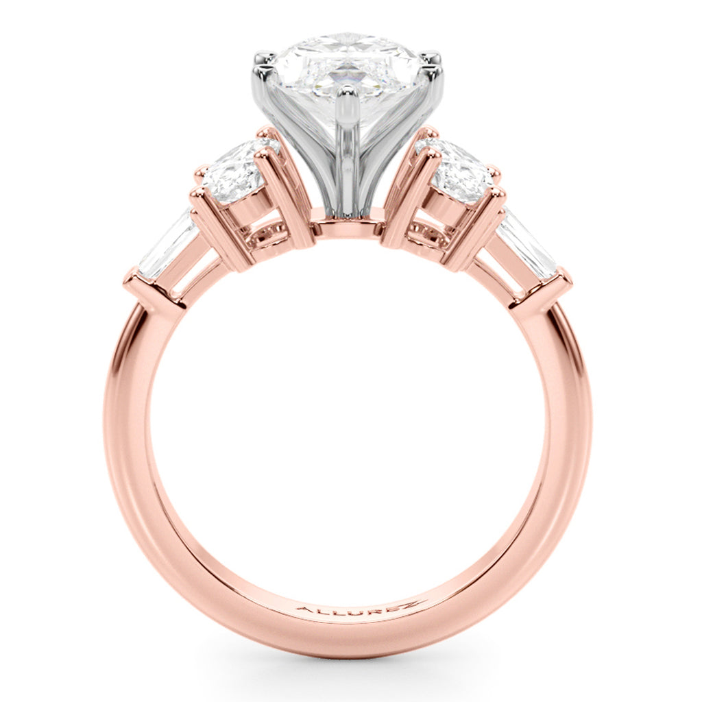 Marquise Moissanite Diamond Engagement Ring Bridal Set 14K Rose Gold (4.93ct)