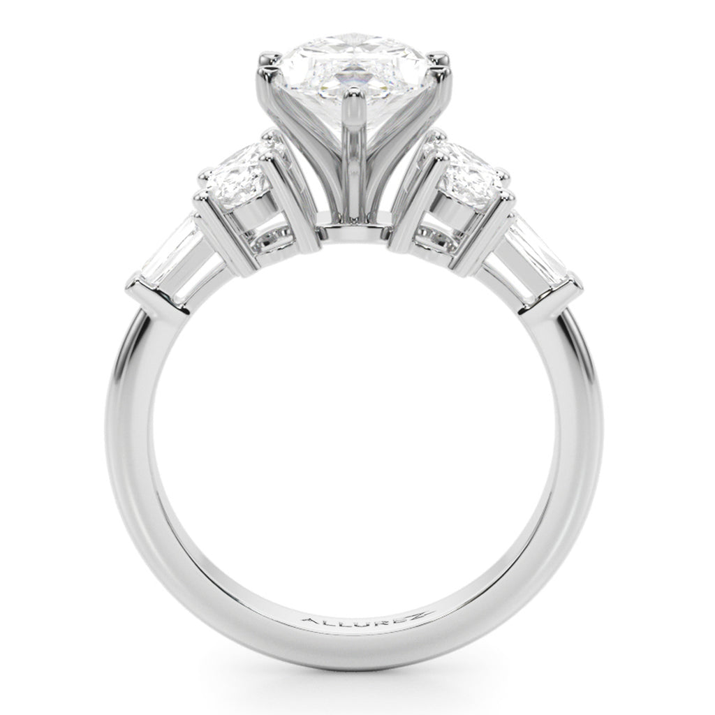 Marquise Moissanite Diamond Engagement Ring Bridal Set in Platinum (4.93ct)