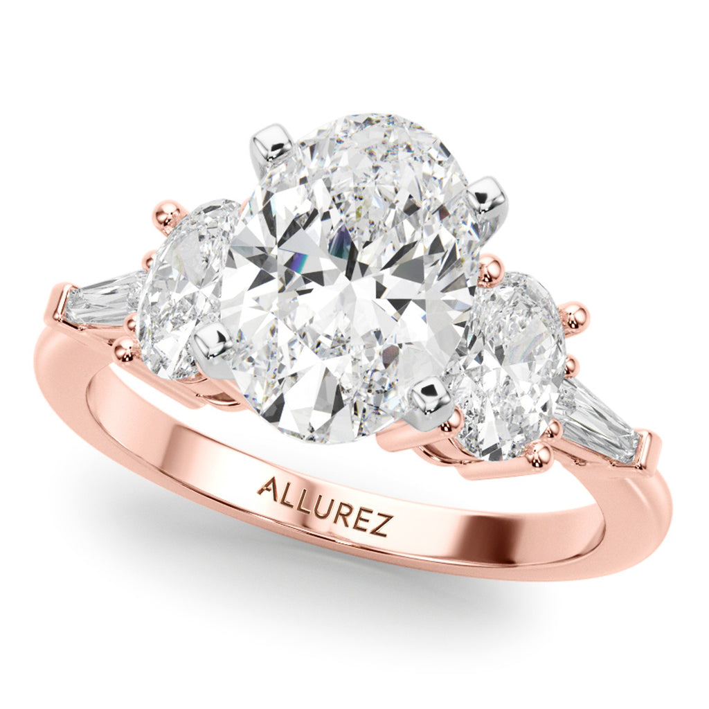 Oval Lab Grown Diamond Engagement Ring Bridal Set 14K Rose Gold (4.93ct)