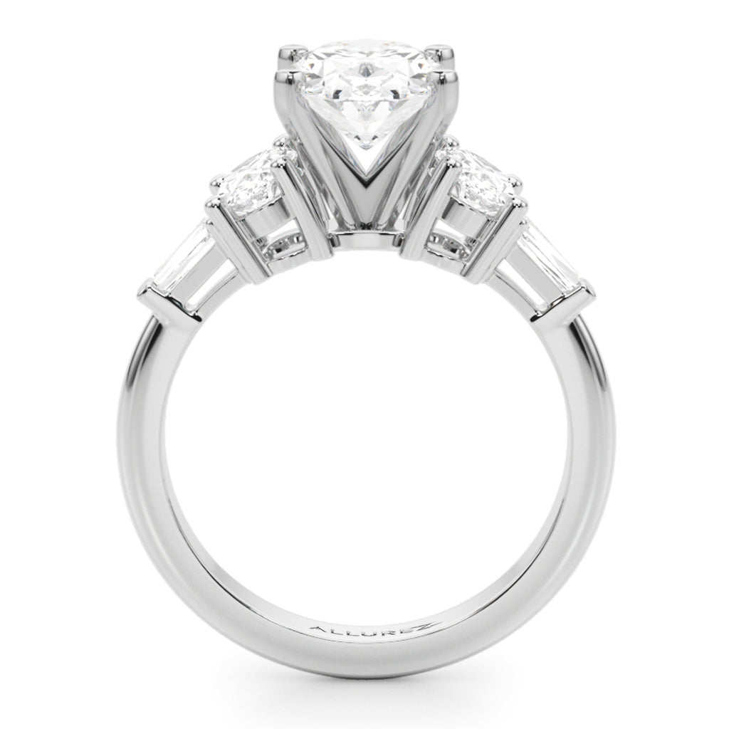 Oval Lab Grown Diamond Engagement Ring Bridal Set 14K White Gold (4.93ct)