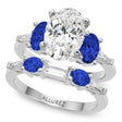 Oval Lab Diamond & Blue Sapphire Bridal Set in Palladium (5.17ct)