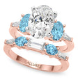 Oval Lab Diamond & Blue Topaz Bridal Set 14K Rose Gold (4.97ct)