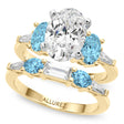 Oval Lab Diamond & Blue Topaz Bridal Set 18K Yellow Gold (4.97ct)