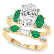 Oval Lab Diamond & Emerald Bridal Set 18K Yellow Gold (4.65ct)