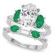 Oval Lab Diamond & Emerald Bridal Set in Palladium (4.65ct)
