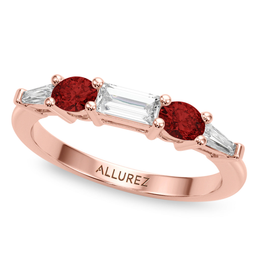 Oval Lab Diamond & Garnet Bridal Set 14K Rose Gold (4.97ct)