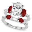 Oval Lab Diamond & Garnet Bridal Set in Platinum (4.97ct)