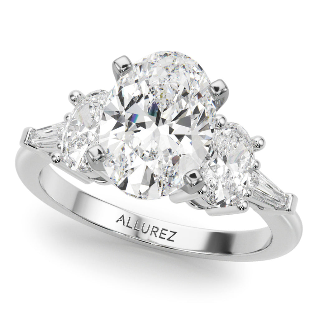 Oval Lab Diamond Engagement Ring Bridal Set in Platinum (4.93ct)