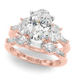 Oval Moissanite Diamond Engagement Ring Bridal Set 14K Rose Gold (4.93ct)