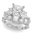 Princess Cut Lab Grown Diamond Engagement Ring Bridal Set 14K White Gold (4.93ct)