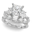 Princess Cut Lab Diamond Engagement Ring Bridal Set in Palladium (4.93ct)