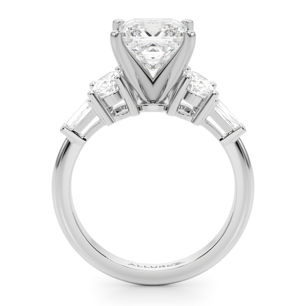 Princess Cut Moissanite Diamond Engagement Ring Bridal Set 14K White Gold (4.93ct)