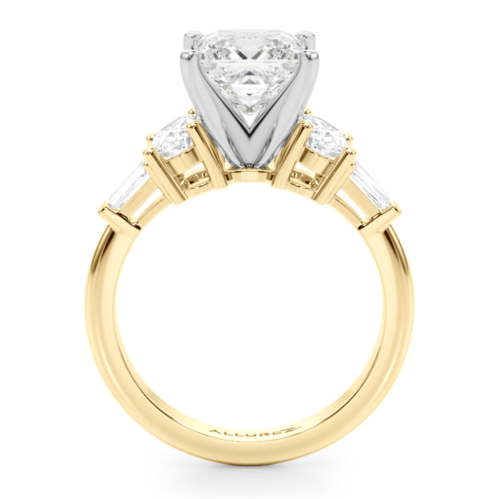 Princess Cut Moissanite Diamond Engagement Ring Bridal Set 18K Yellow Gold (4.93ct)