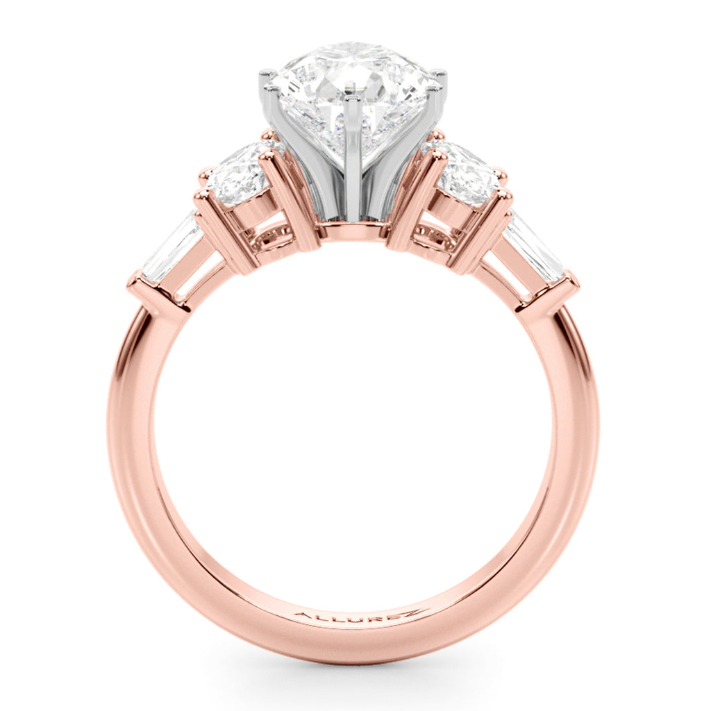 Pear Lab Diamond Engagement Ring Bridal Set 14K Rose Gold (4.93ct)