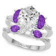 Pear Lab Diamond & Oval Amethyst Bridal Set 14K White Gold (4.65ct)