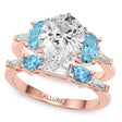 Pear Lab Diamond & Oval Blue Topaz Bridal Set 14K Rose Gold (4.97ct)