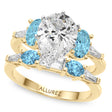 Pear Lab Diamond & Oval Blue Topaz Bridal Set 18K Yellow Gold (4.97ct)