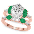Pear Lab Diamond & Oval Emerald Bridal Set 14K Rose Gold (4.65ct)