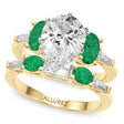 Pear Lab Diamond & Oval Emerald Bridal Set 14K Yellow Gold (4.65ct)