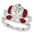 Pear Lab Diamond & Oval Garnet Bridal Set 18K White Gold (4.97ct)