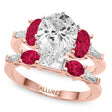 Pear Lab Diamond & Oval Ruby Bridal Set 14K Rose Gold (5.09ct)