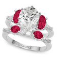 Pear Lab Diamond & Oval Ruby Bridal Set in Palladium (5.09ct)