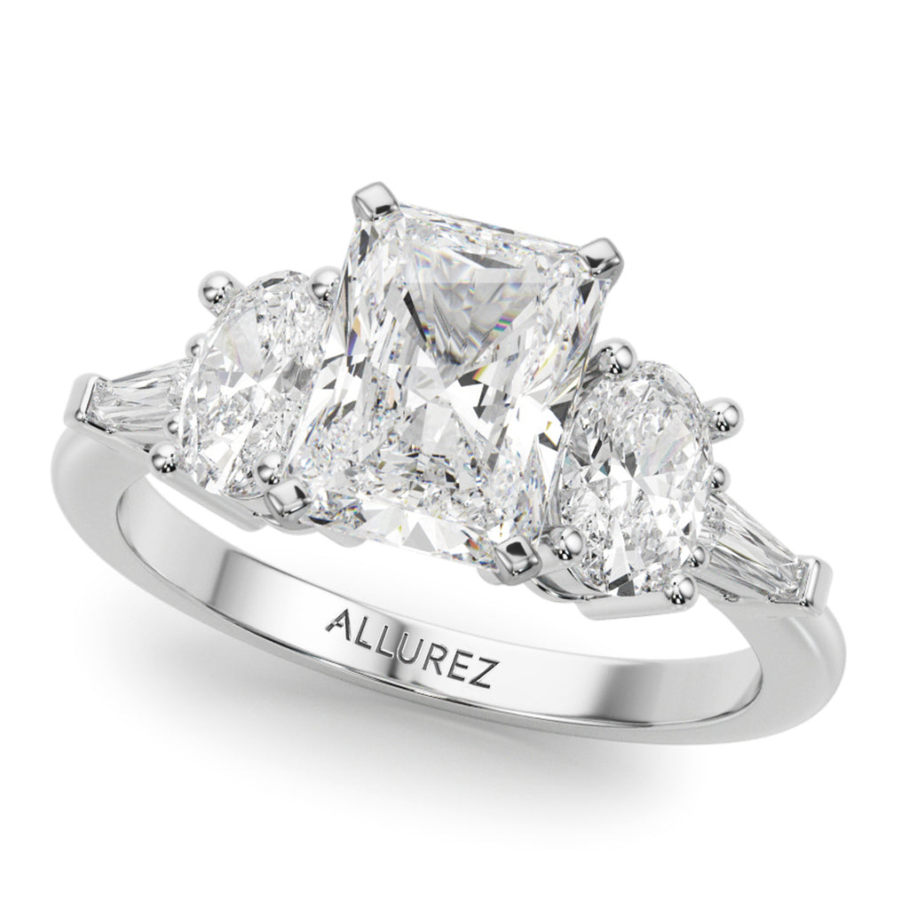 Radiant Lab Grown Diamond Engagement Ring Bridal Set 14K White Gold (4.93ct)